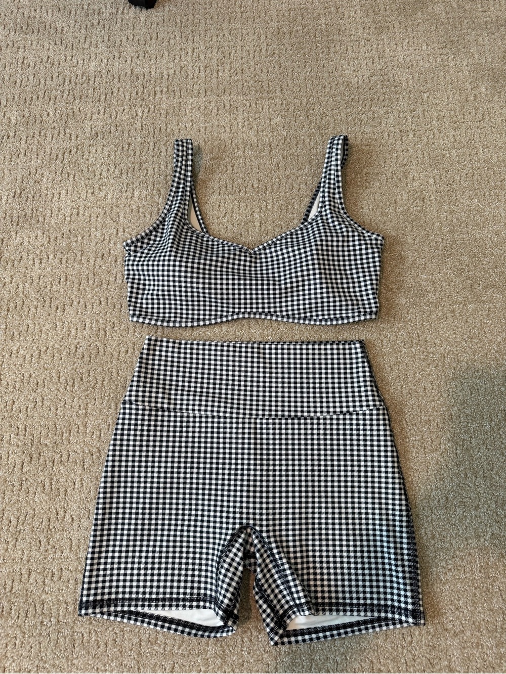 YPB Black & White Gingham Active Two-Piece Set